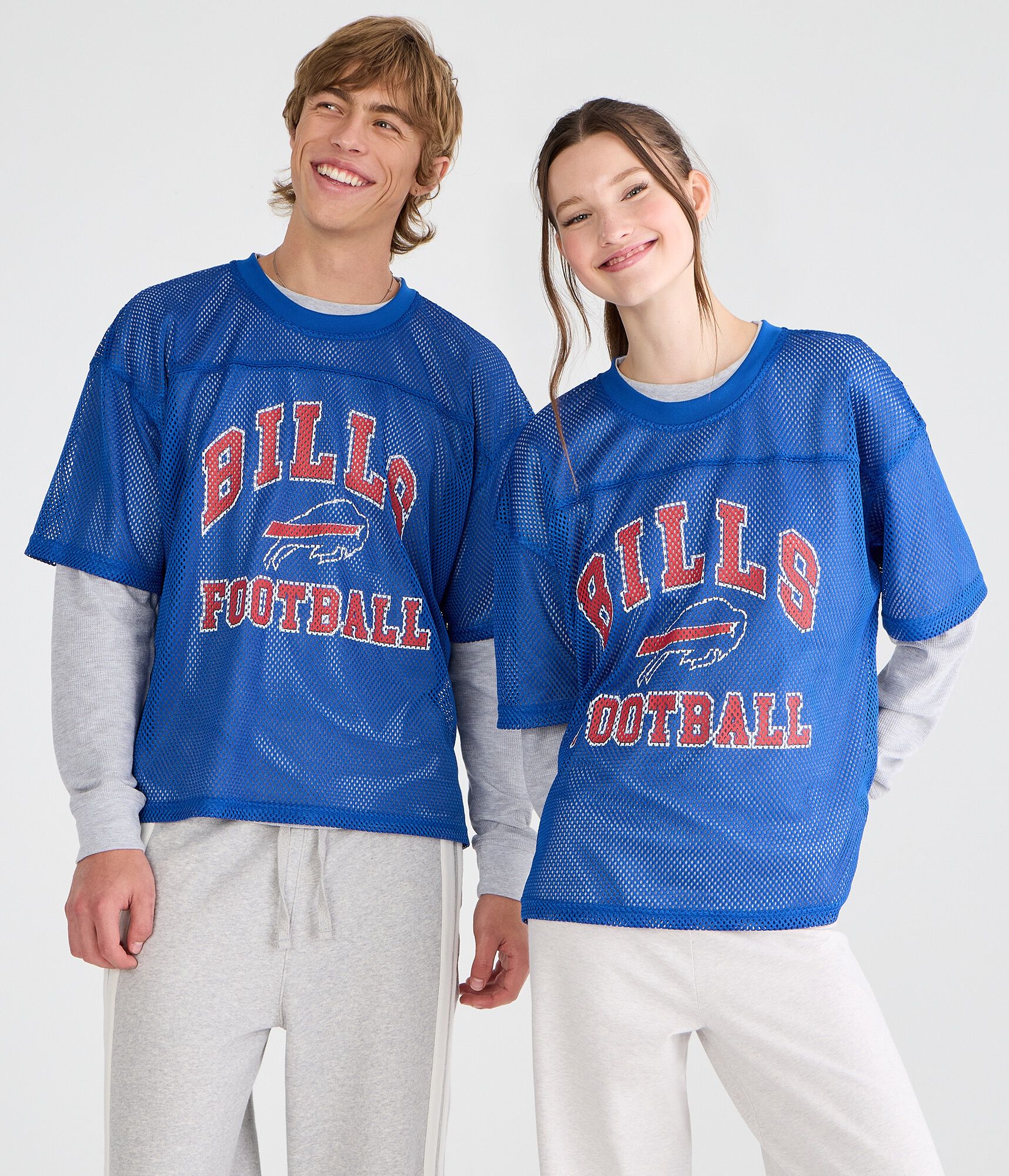 Long Sleeve Buffalo Bills Football Boxy Mesh 2Fer Top