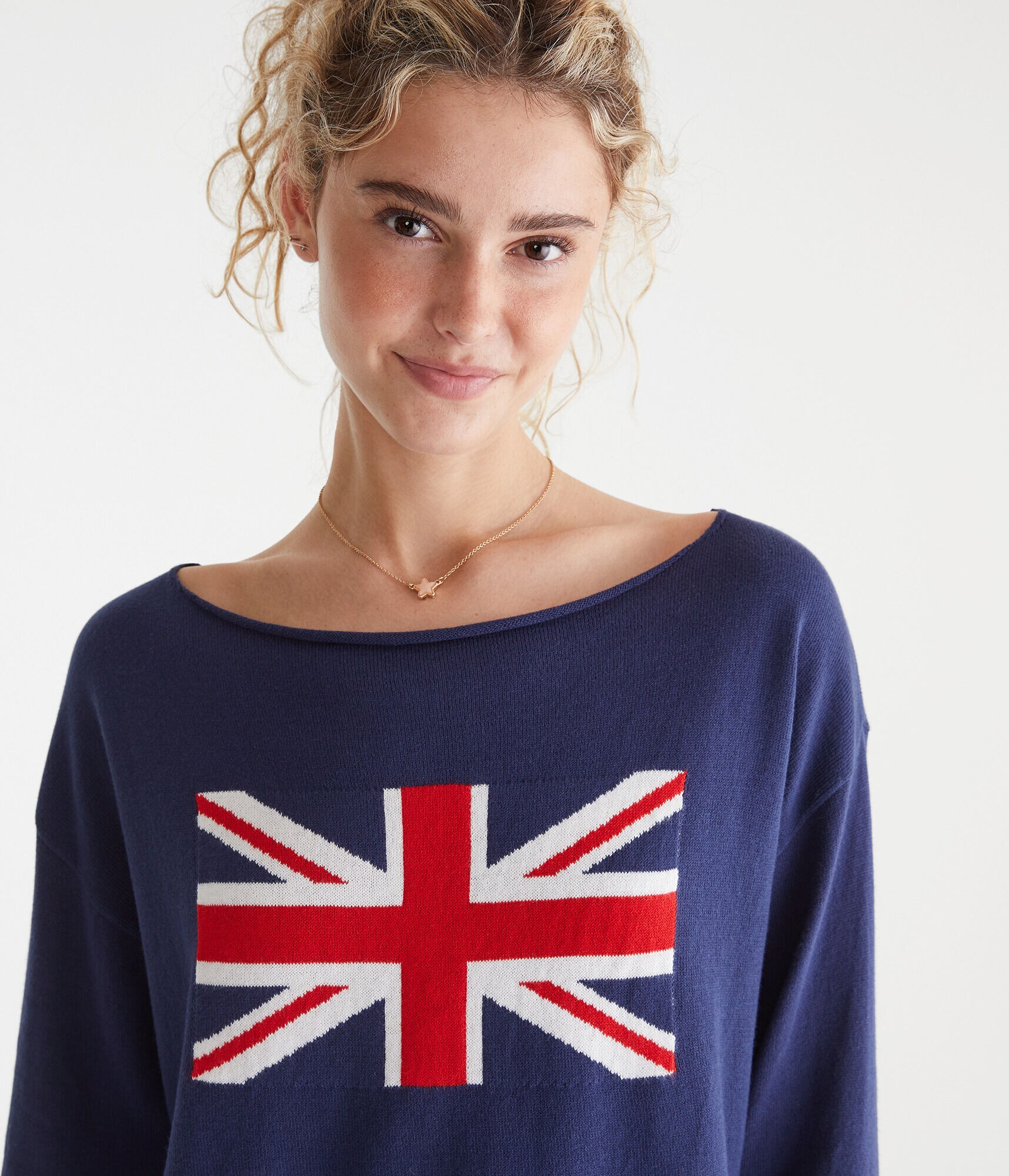Union Jack Slash-Neck Sweater
