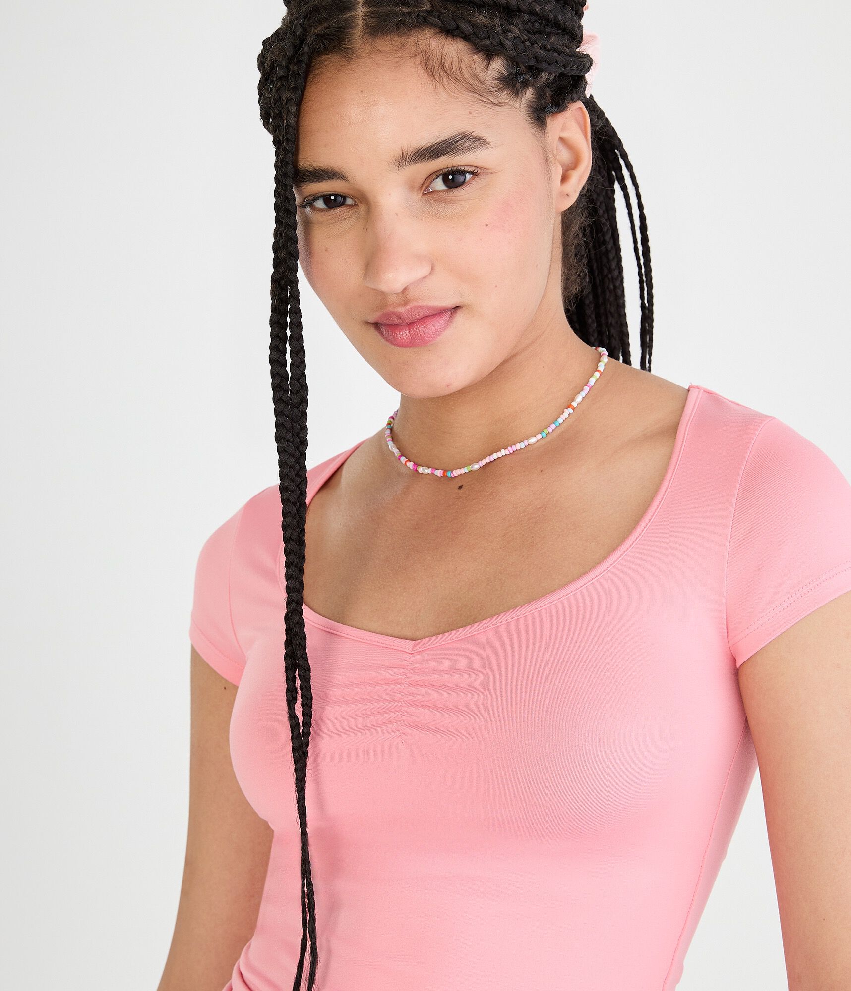 Buttery Soft Cinched Scoop-Neck Tee