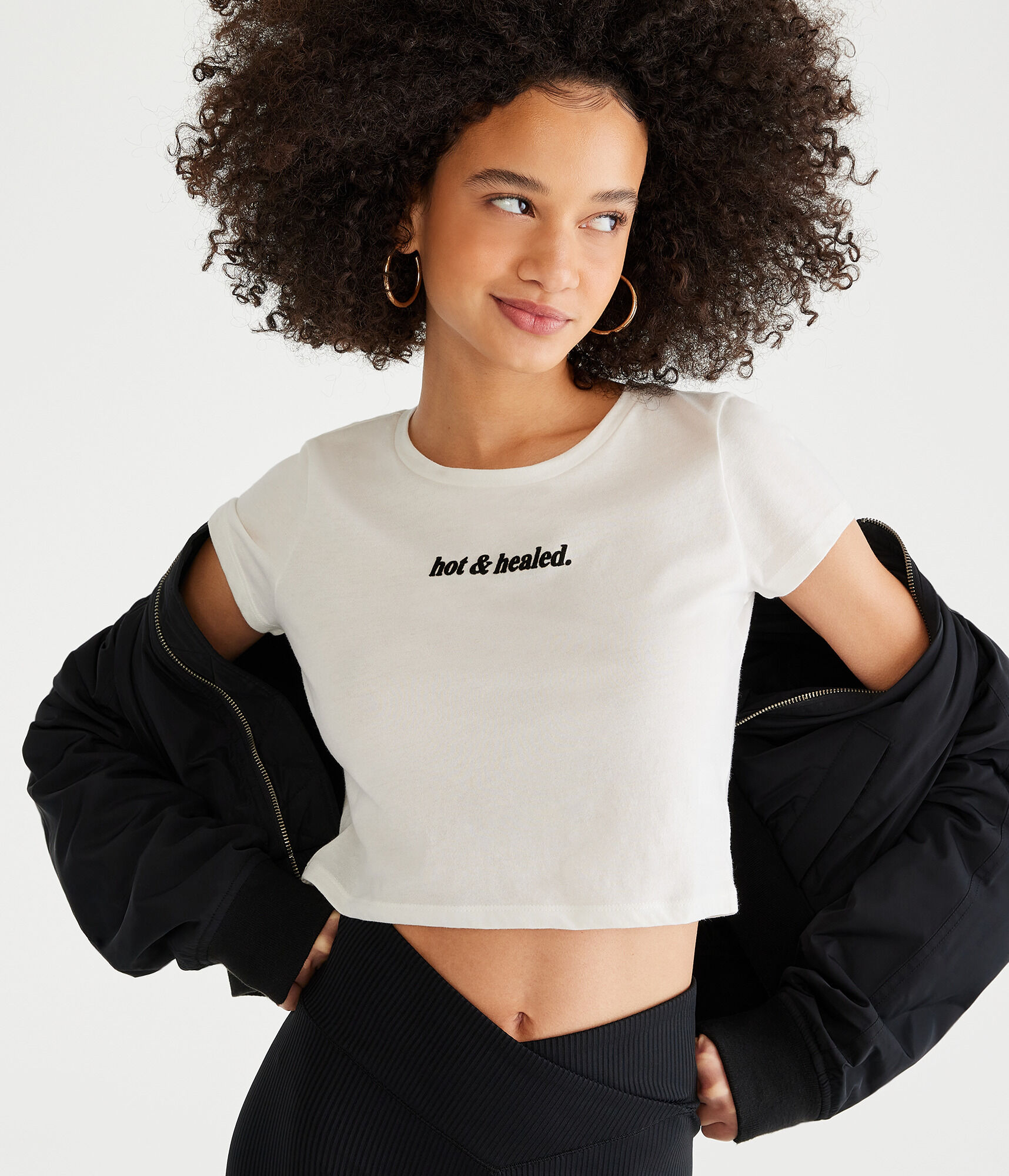 Hot &amp; Healed Flocked Cropped Baby Tee