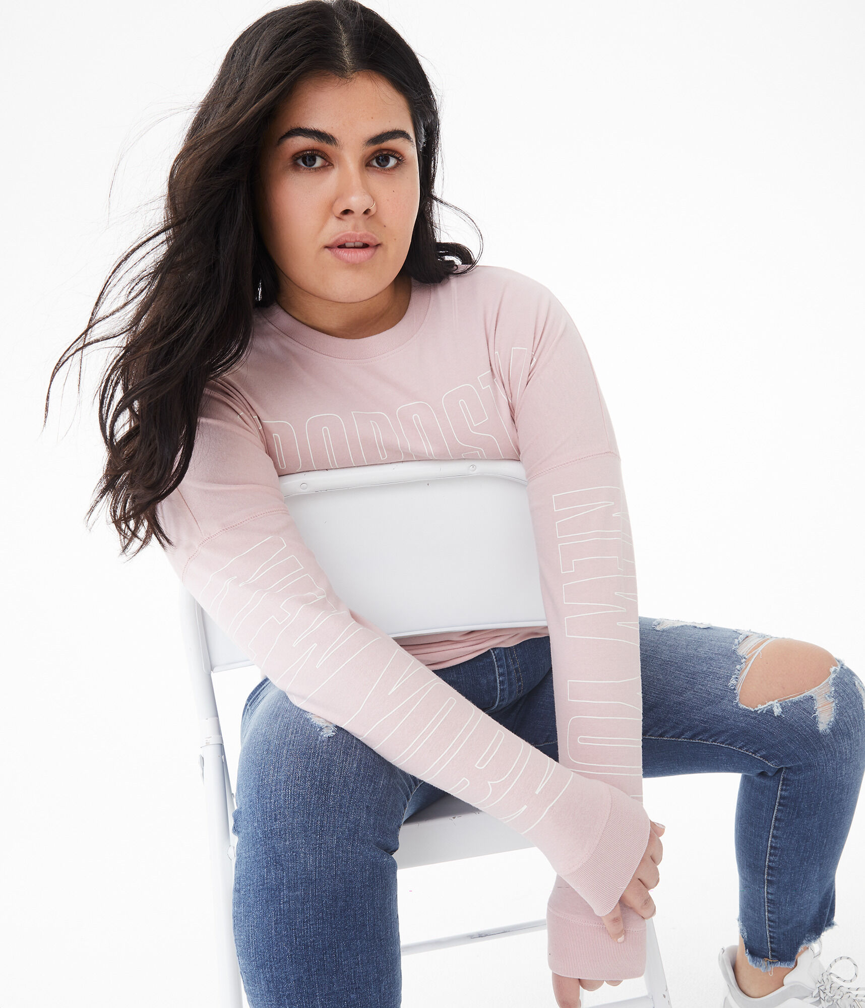 Long Sleeve Aeropostale New York Oversized Graphic Tee