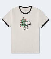 Snoopy Christmas Tree Relaxed Ringer Graphic Tee