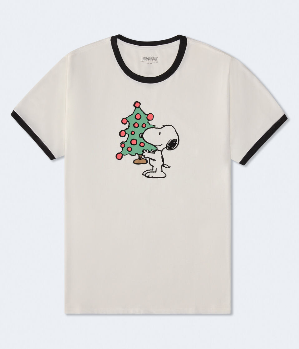 Snoopy Christmas Tree Relaxed Ringer Graphic Tee