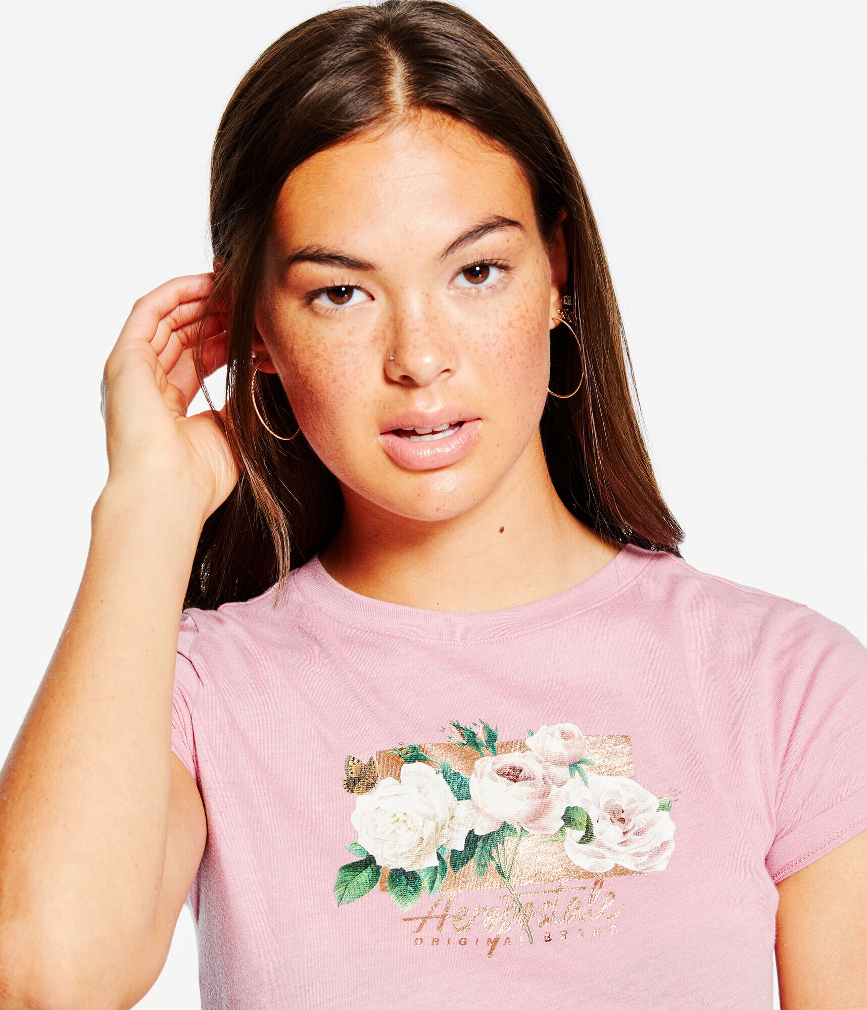 Aeropostale Floral Bouquet Foil Graphic Tee