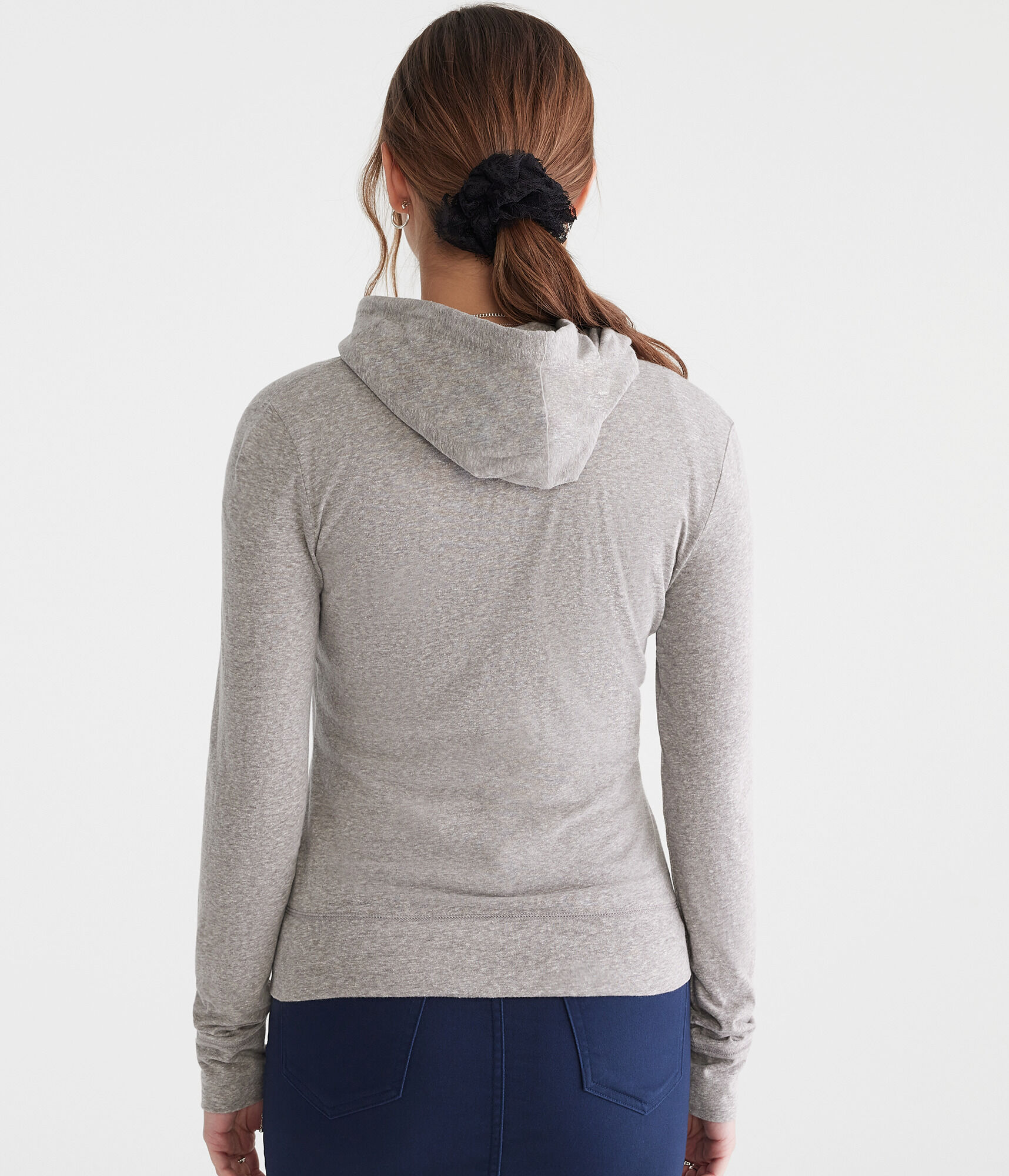 Solid Lightweight Full-Zip Hoodie