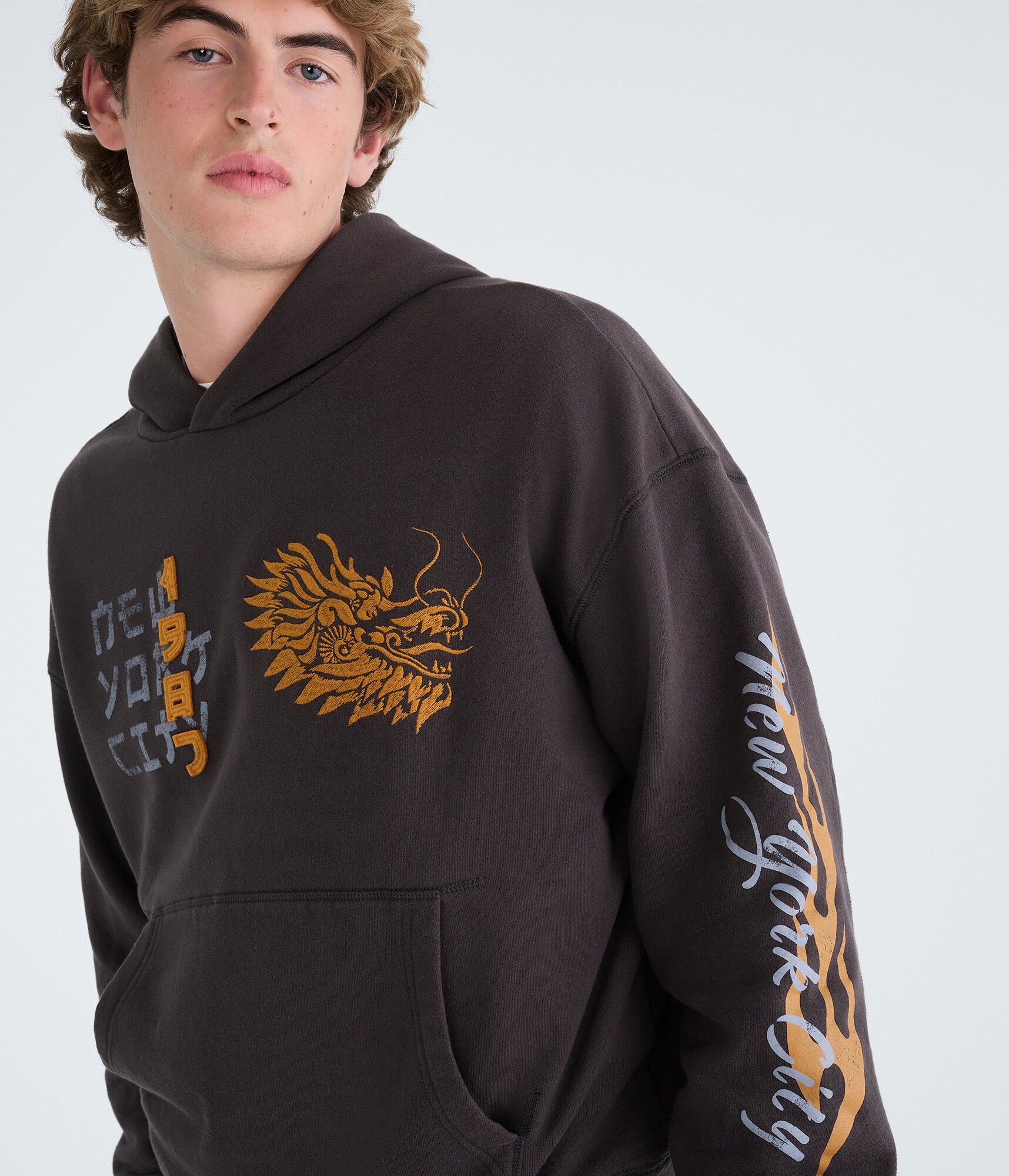 Cloud Soft New York City Dragon Boxy Pullover Hoodie