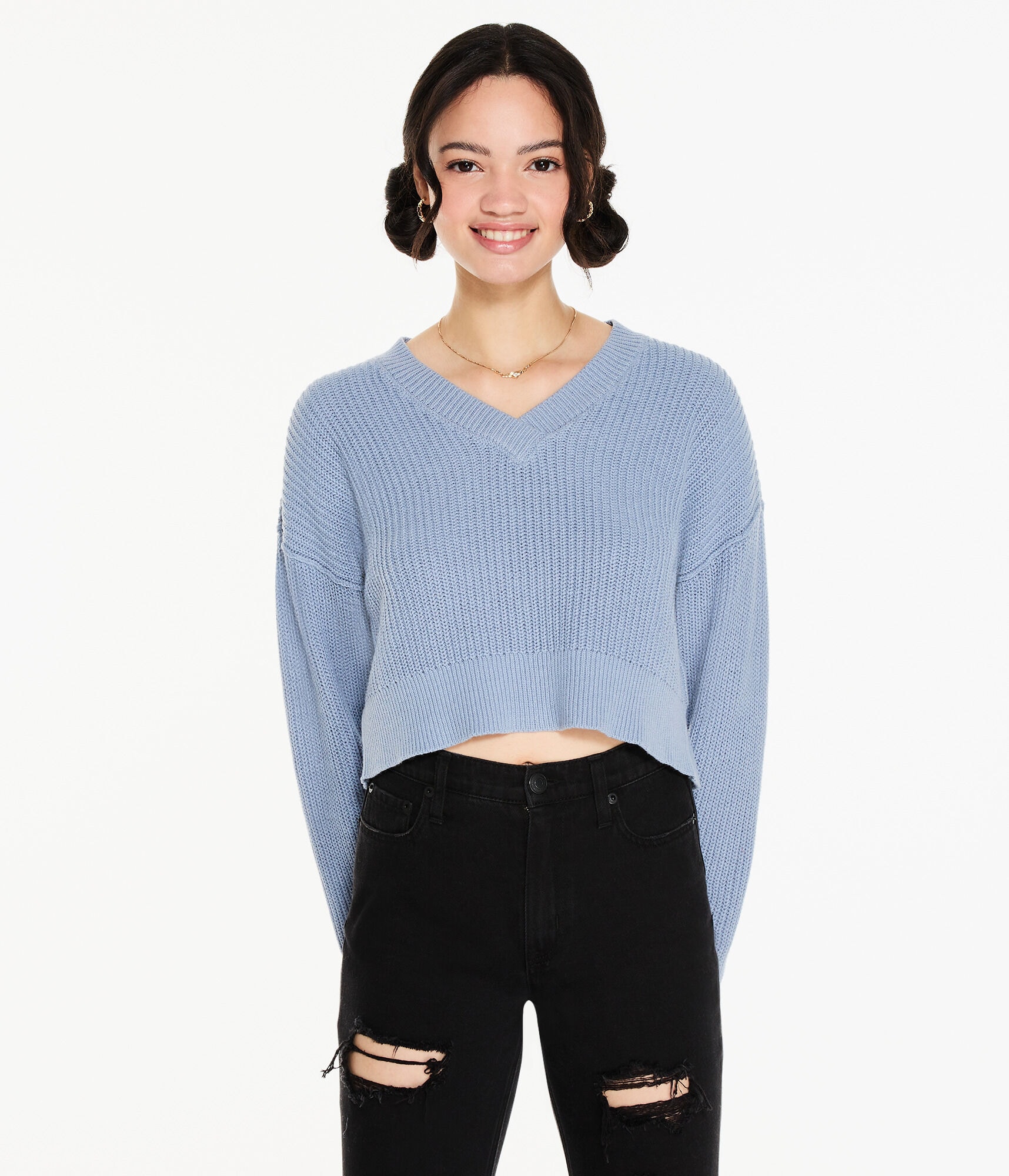 Ribbed V-Neck Sweater