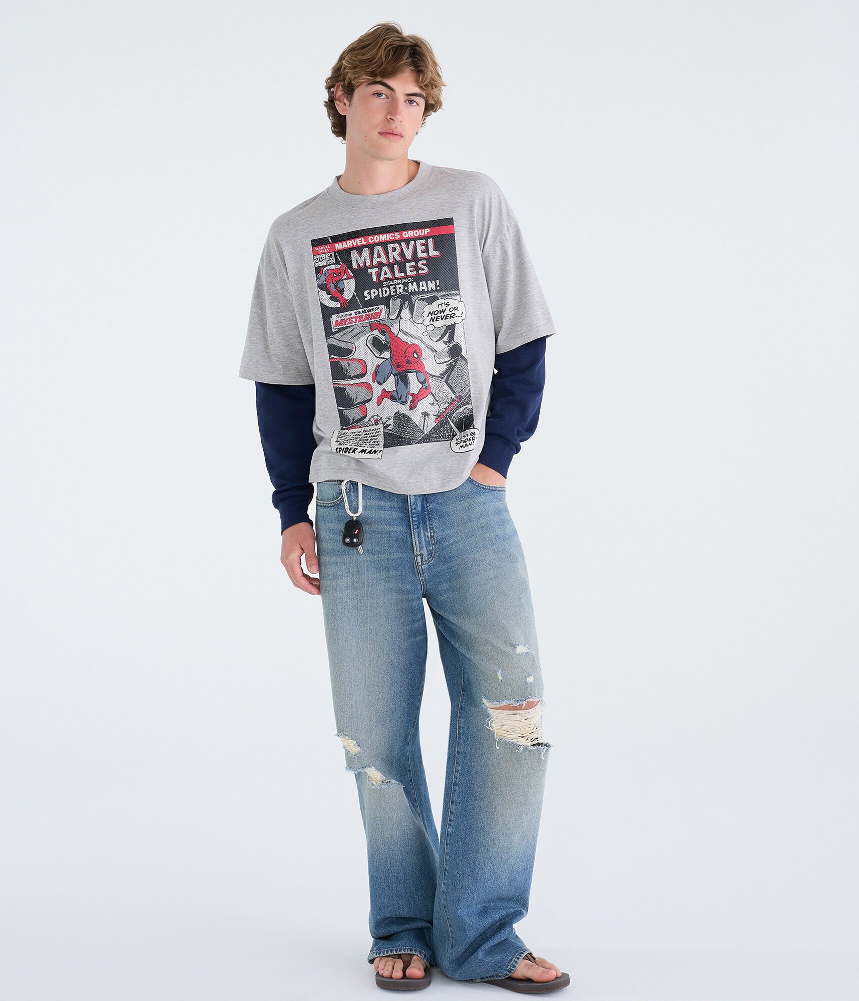 Marvel | A&eacute;ropostale Long Sleeve Spider-Man Comic Boxy 2Fer Tee