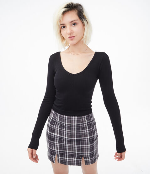 Seamless Ribbed Scoop-Neck Cropped Tee Seamless Ribbed Scoop-Neck Cropped Tee