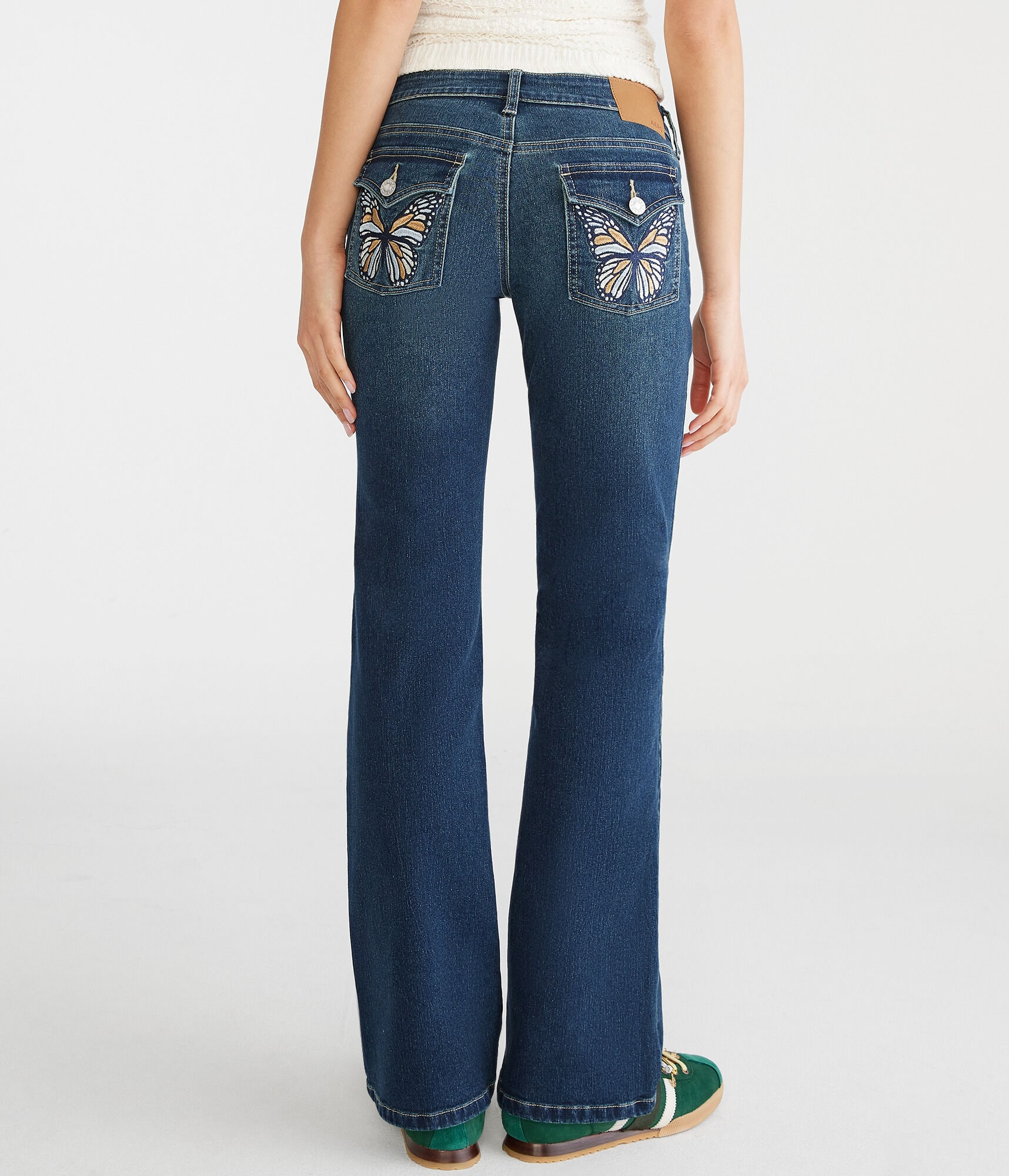 Super Low-Rise Flare Butterfly Pocket Jean