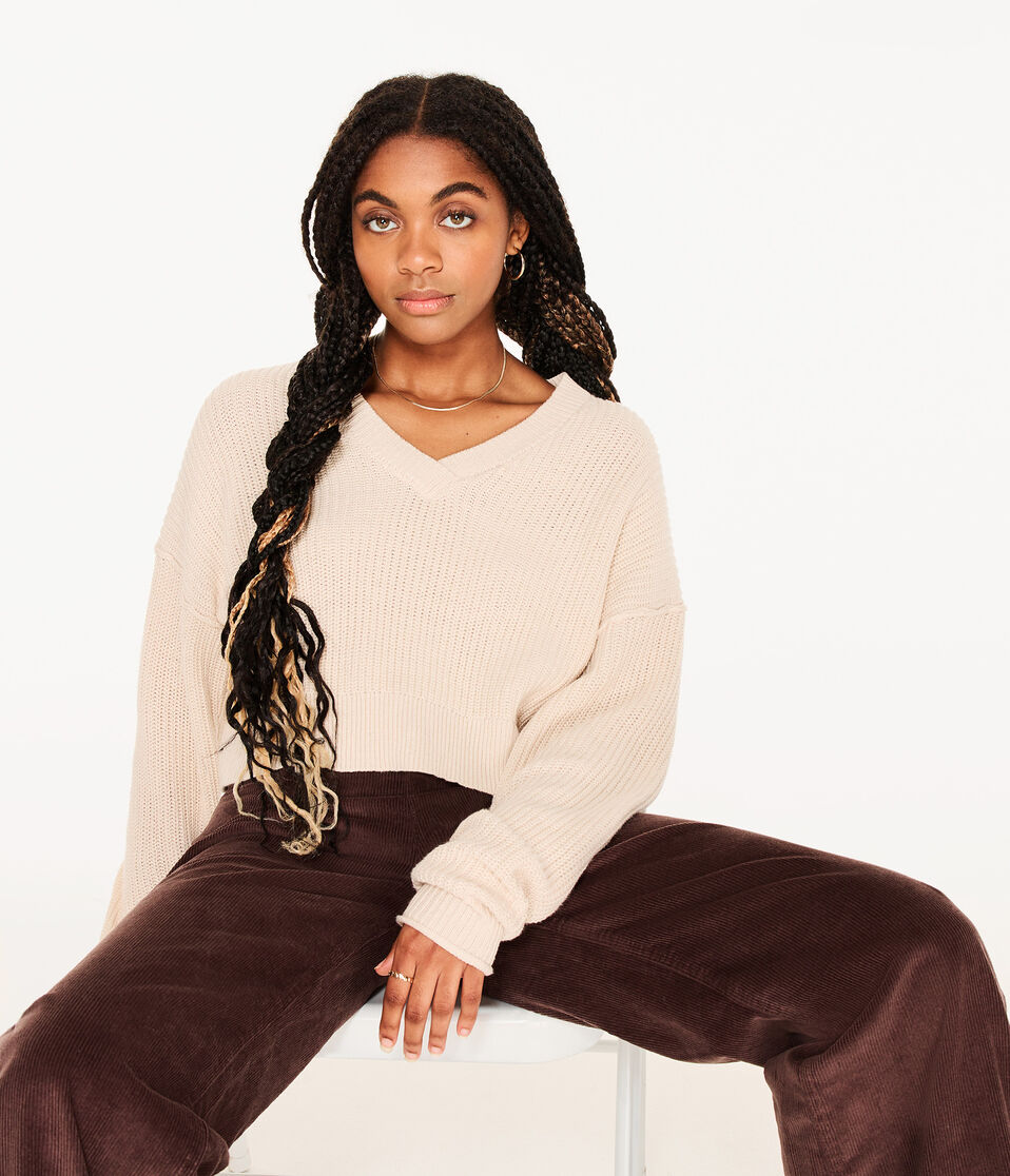 Ribbed V-Neck Sweater