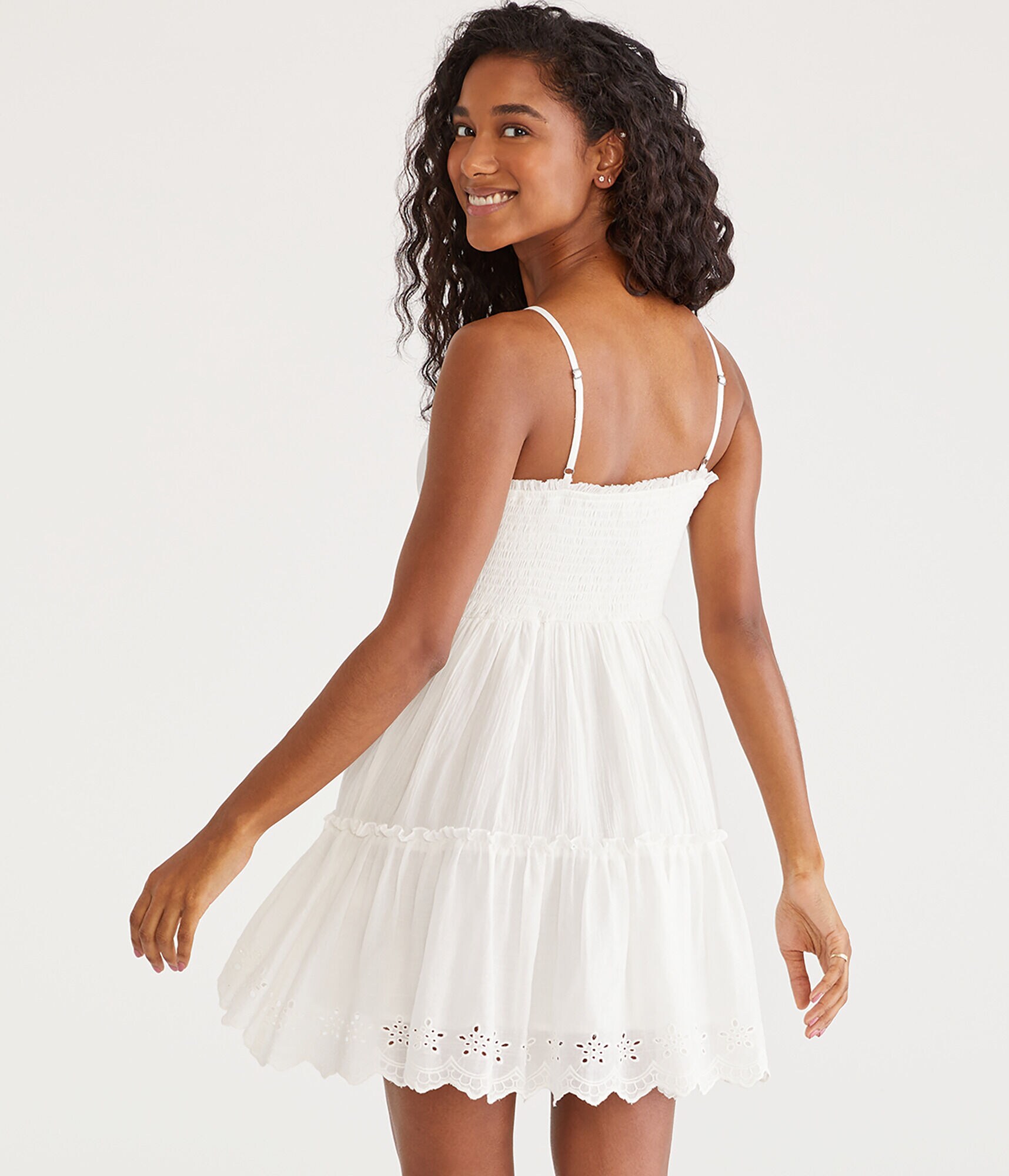 Solid Sweetheart Eyelet Fit &amp; Flare Dress