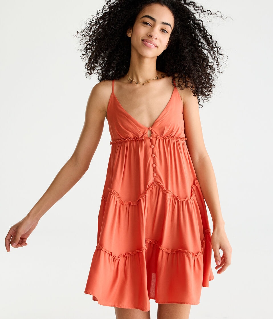 aeropostale orange dress Demetra for Aero Lace V-Waist Mini Dress