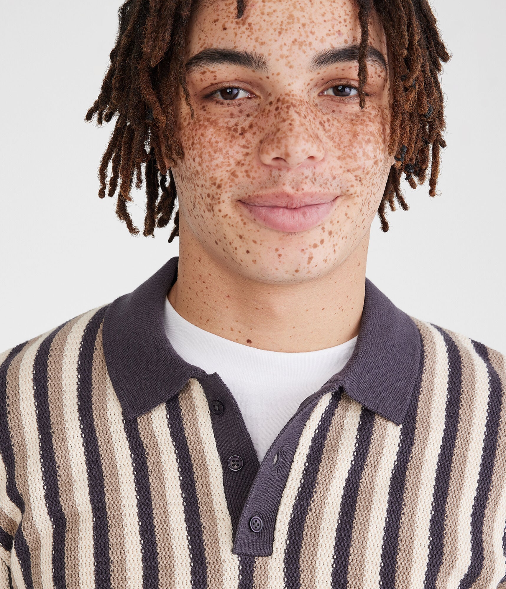 Vertical Stripe Sweater Polo