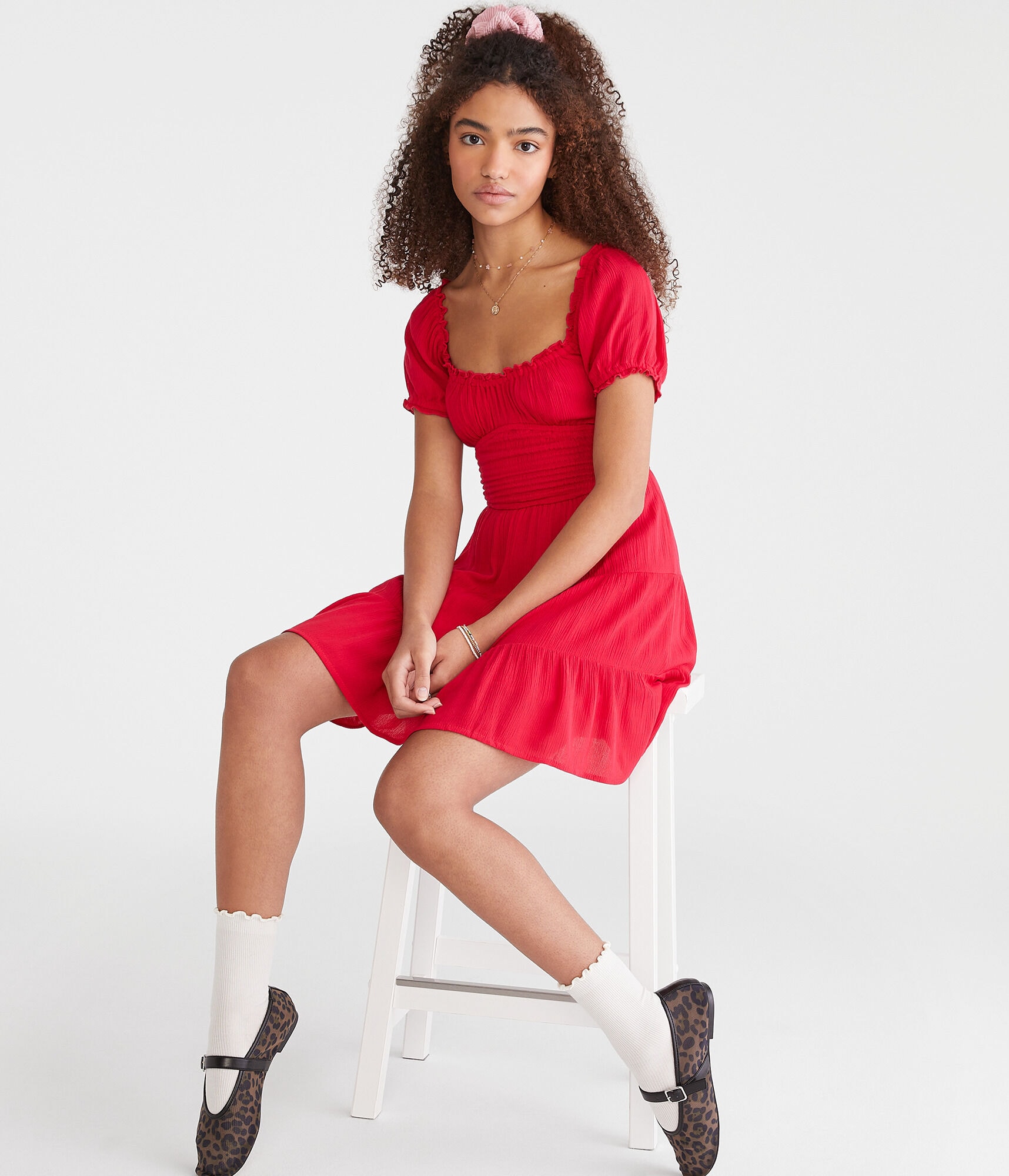 Solid Scoop-Neck Fit & Flare Dress