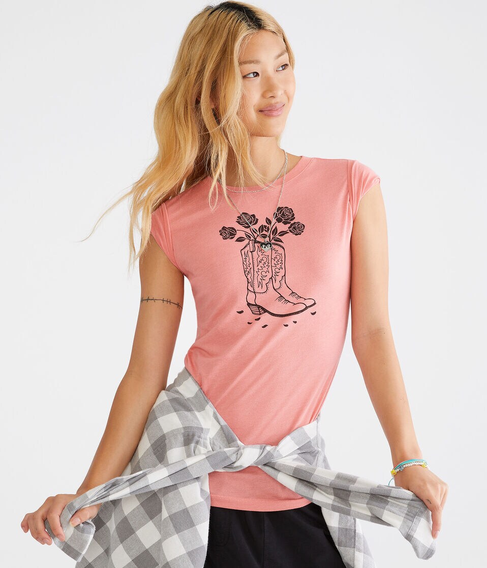 Cowboy Boots & Roses Graphic Tee