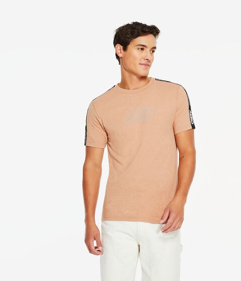 A87 Logo Sleeve Tape Stretch Graphic Tee A87 Logo Sleeve Tape Stretch Graphic Tee