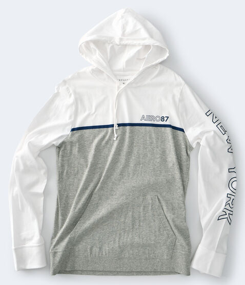 Long Sleeve Aero87 Colorblocked Hooded Shirt Long Sleeve Aero87 Colorblocked Hooded Shirt