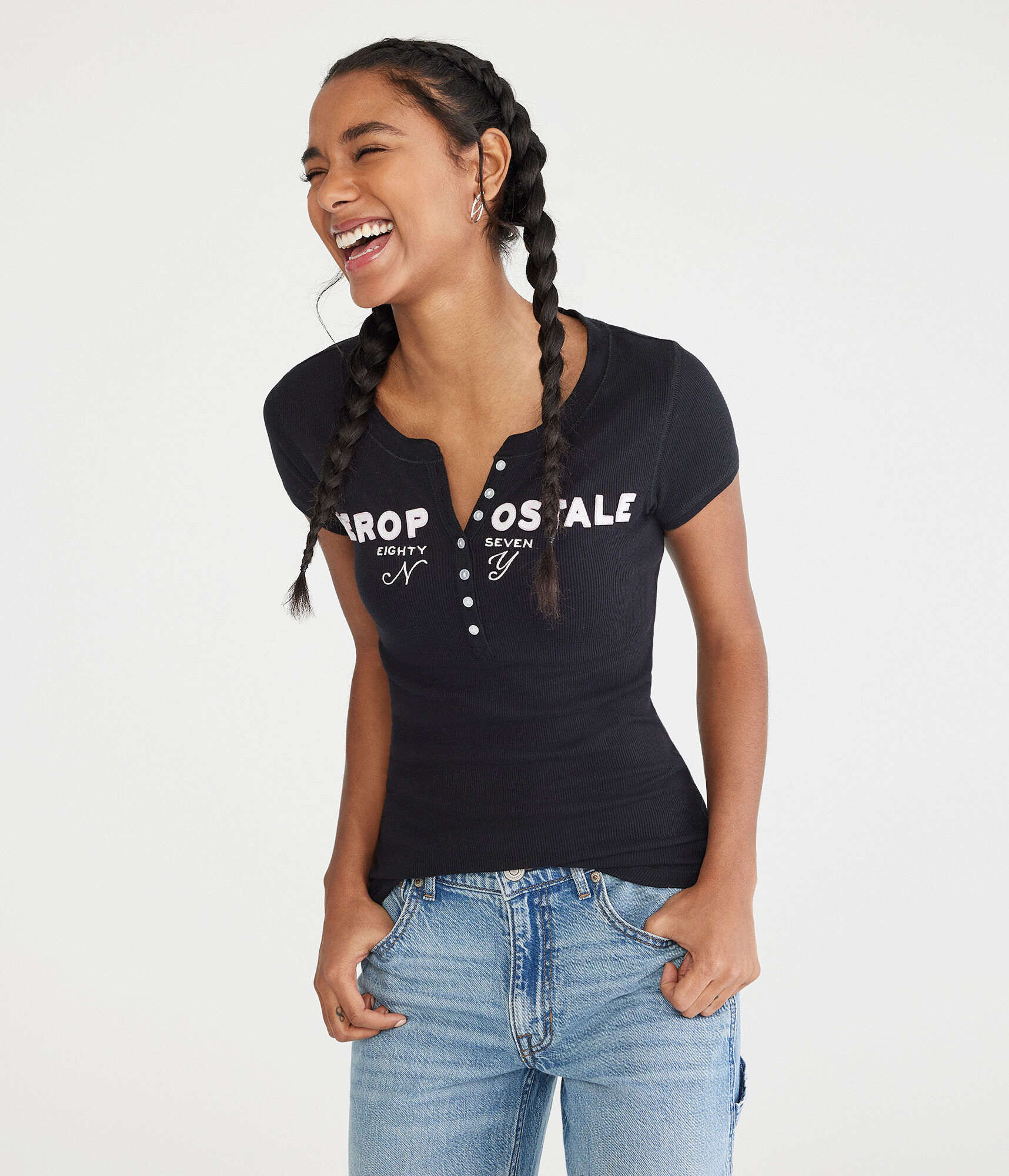 Aeropostale Eighty Seven Graphic Henley