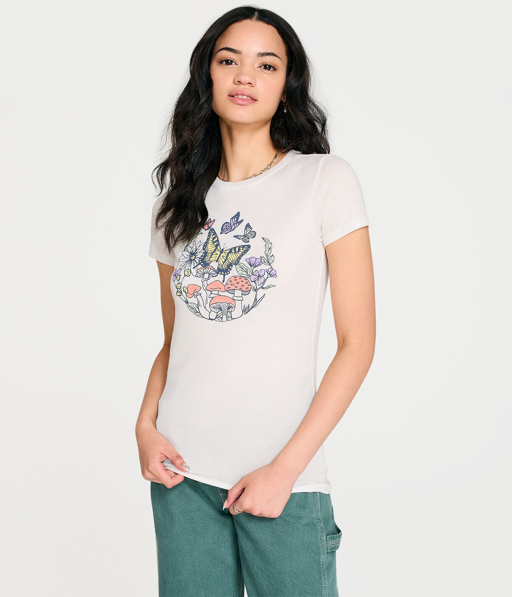 Butterfly Mushroom Circle Graphic Tee