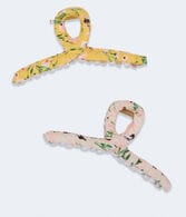 Floral Fabric Loop Claw Hair Clip 2-Pack