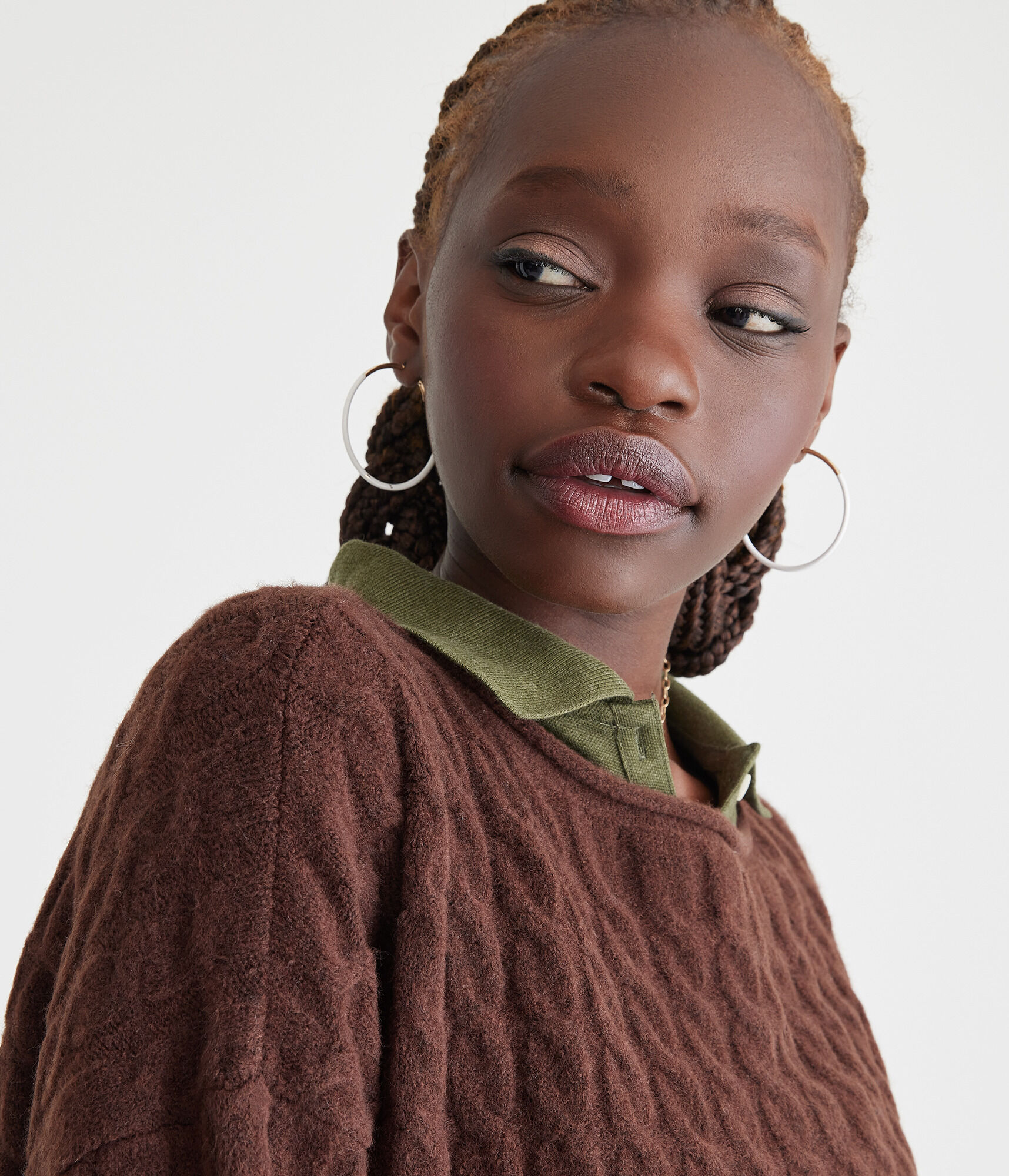 Cable Cropped Boat-Neck Sweater