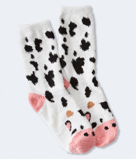 Cow Fuzzy Crew Socks Cow Fuzzy Crew Socks