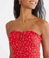 Floral Keyhole Strapless Romper
