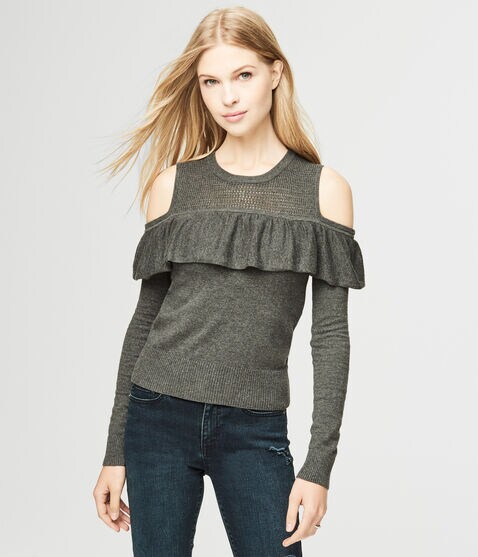 Ruffled Cold-Shoulder Sweater Ruffled Cold-Shoulder Sweater