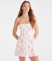 Floral Strapless V-Waist Mini Dress