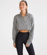 Ribbed Cropped Half-Zip Sweatshirt