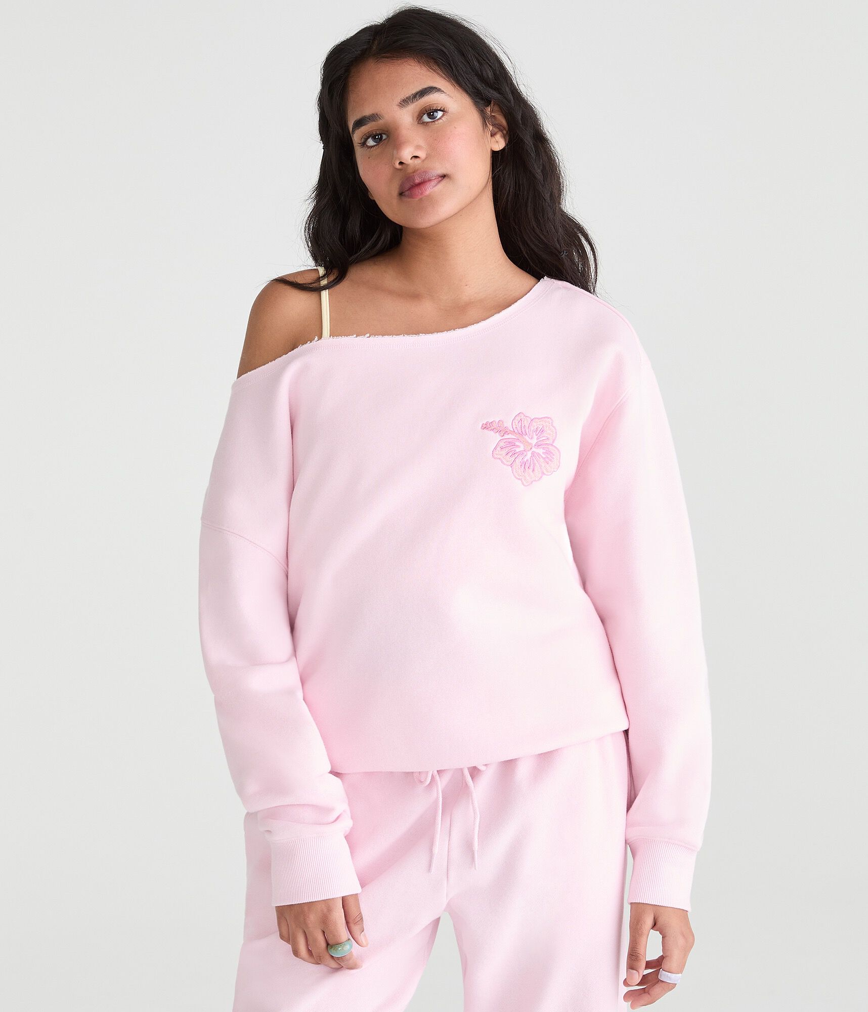 Cloud Soft Beach Oversized Off-The-Shoulder Sweatshirt