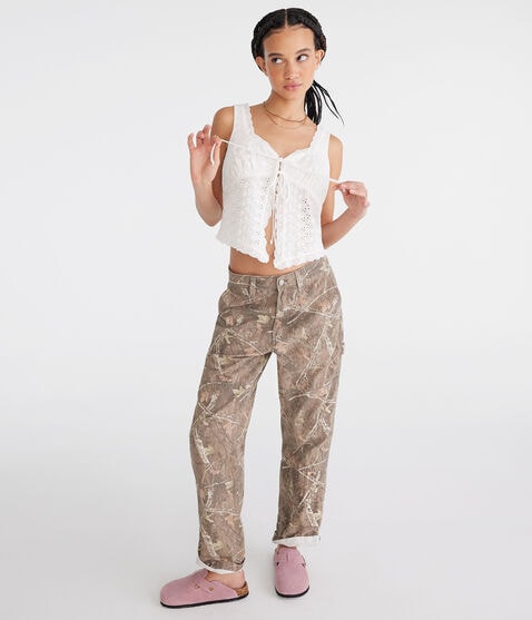 Eyelet Tie-Front Flyaway Tank Eyelet Tie-Front Flyaway Tank