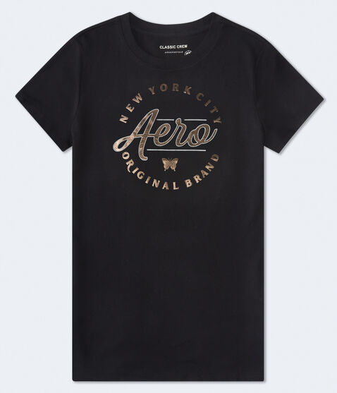 Aero Script Butterfly Foil Graphic Tee Aero Script Butterfly Foil Graphic Tee