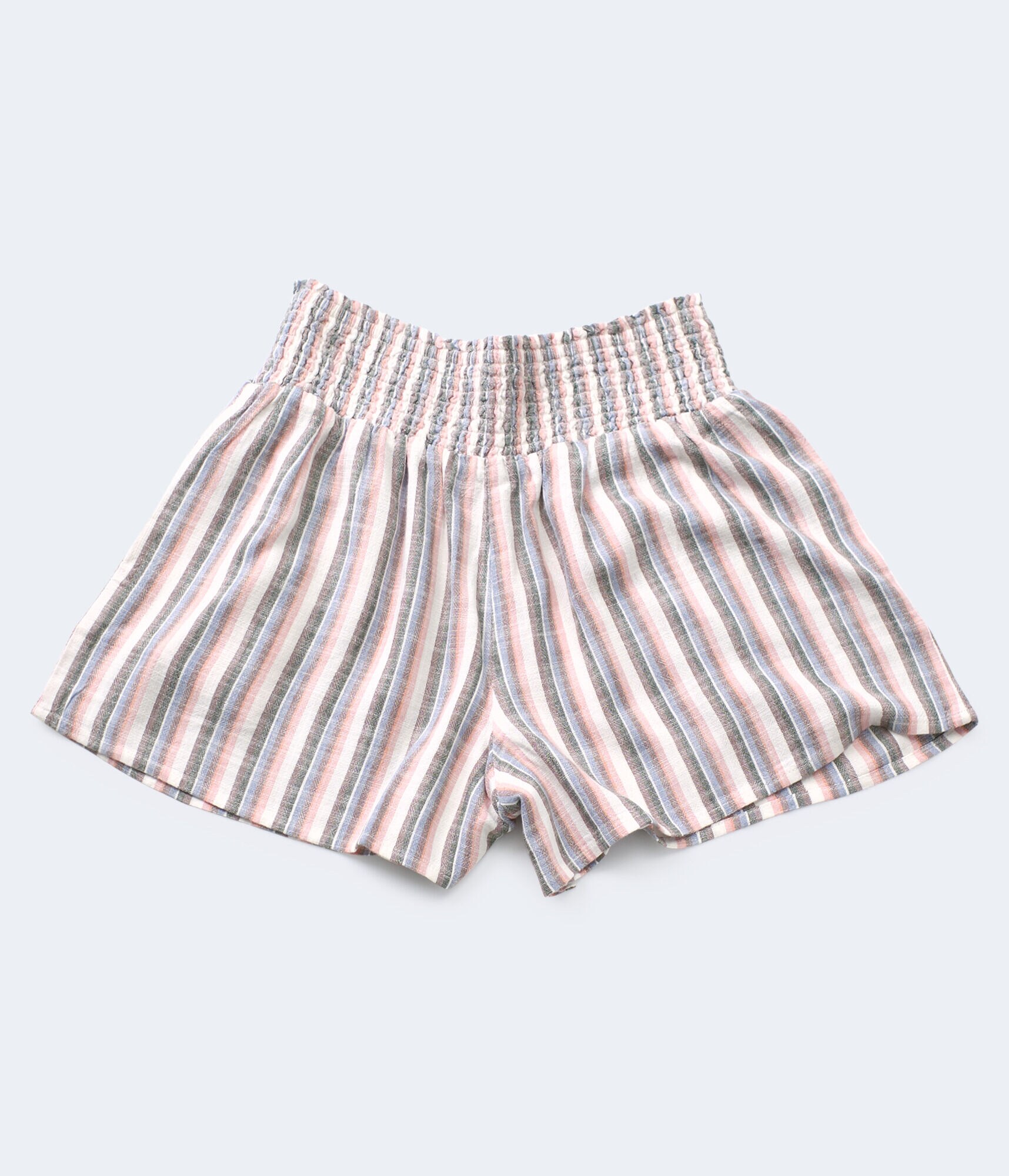 Striped Smocked-Waist Shorts