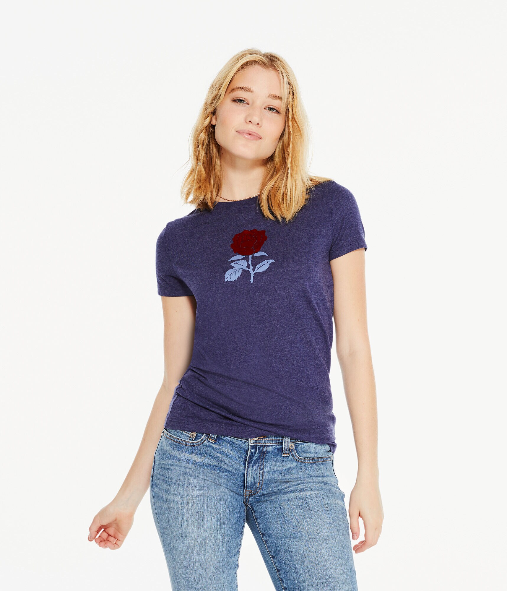 Flocked Rose Graphic Tee