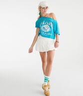 Miami Dolphins Cropped Off-The-Shoulder Graphic Tee