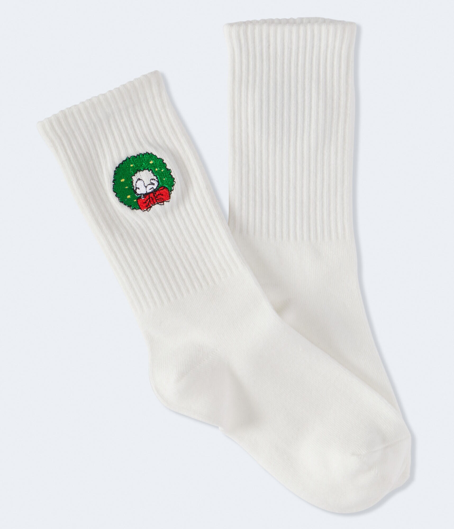 Snoopy Christmas Wreath Crew Socks