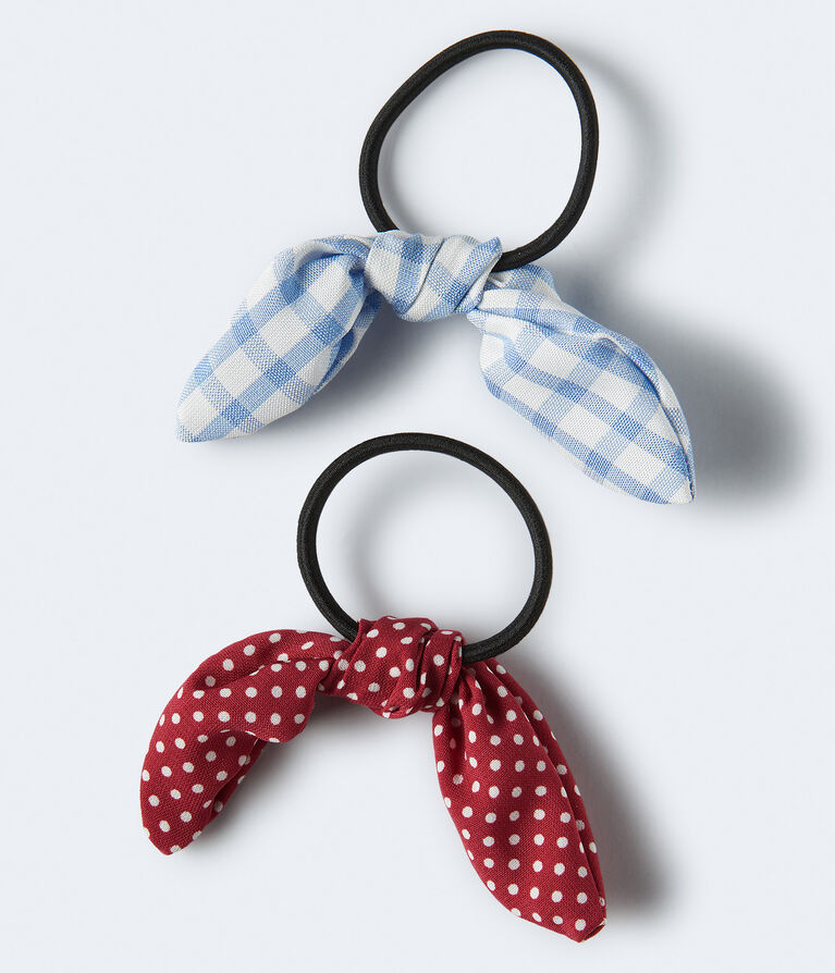 Gingham & Dot Bow Hair Tie 2-Pack