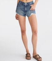 Vintage High-Rise Denim Shorty Shorts