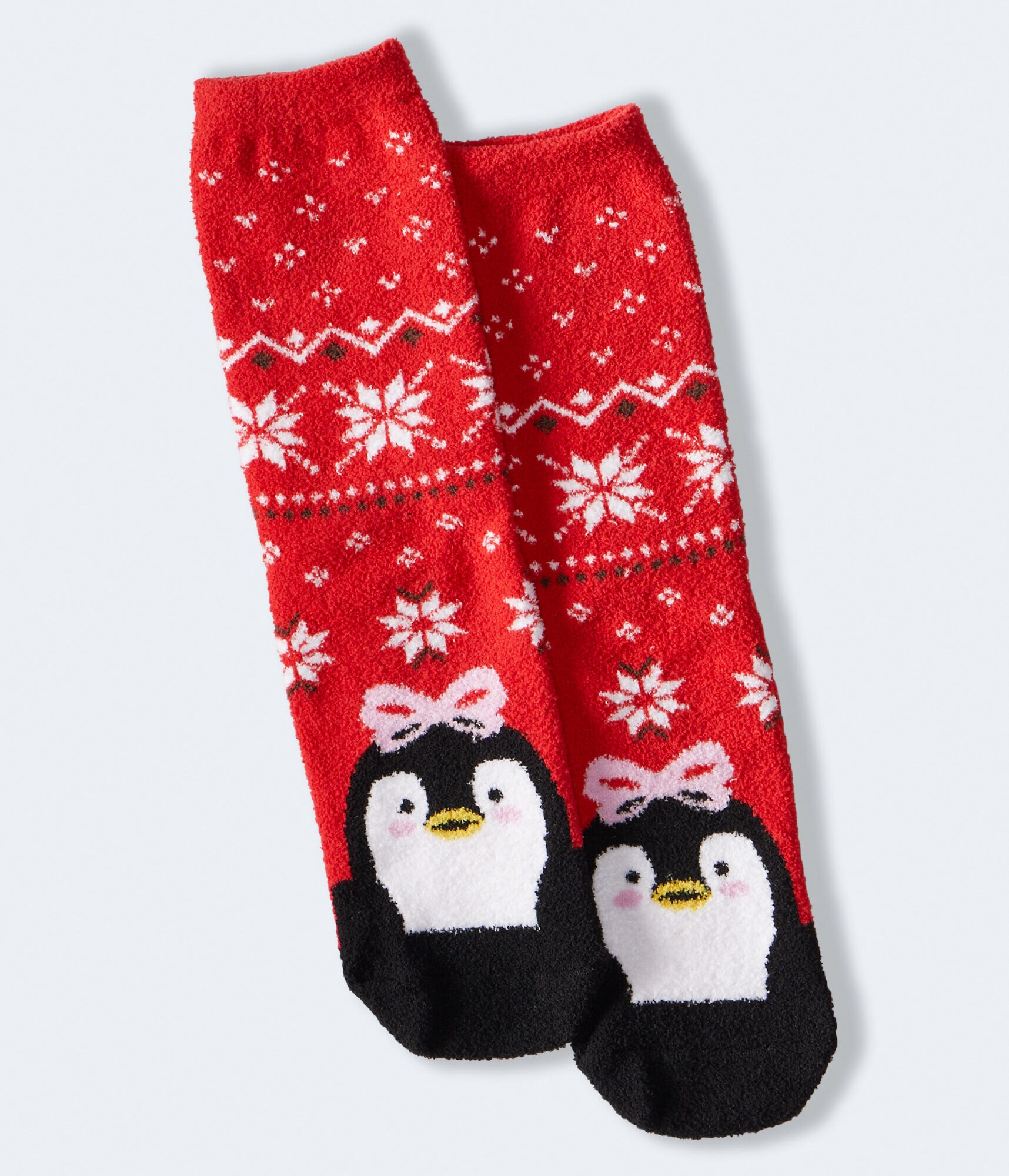 Penguin Fair Isle Fuzzy Crew Socks