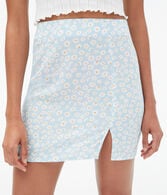 Floral High-Waisted Notch Skirt