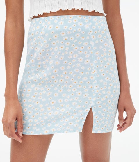 Floral High-Waisted Notch Skirt
