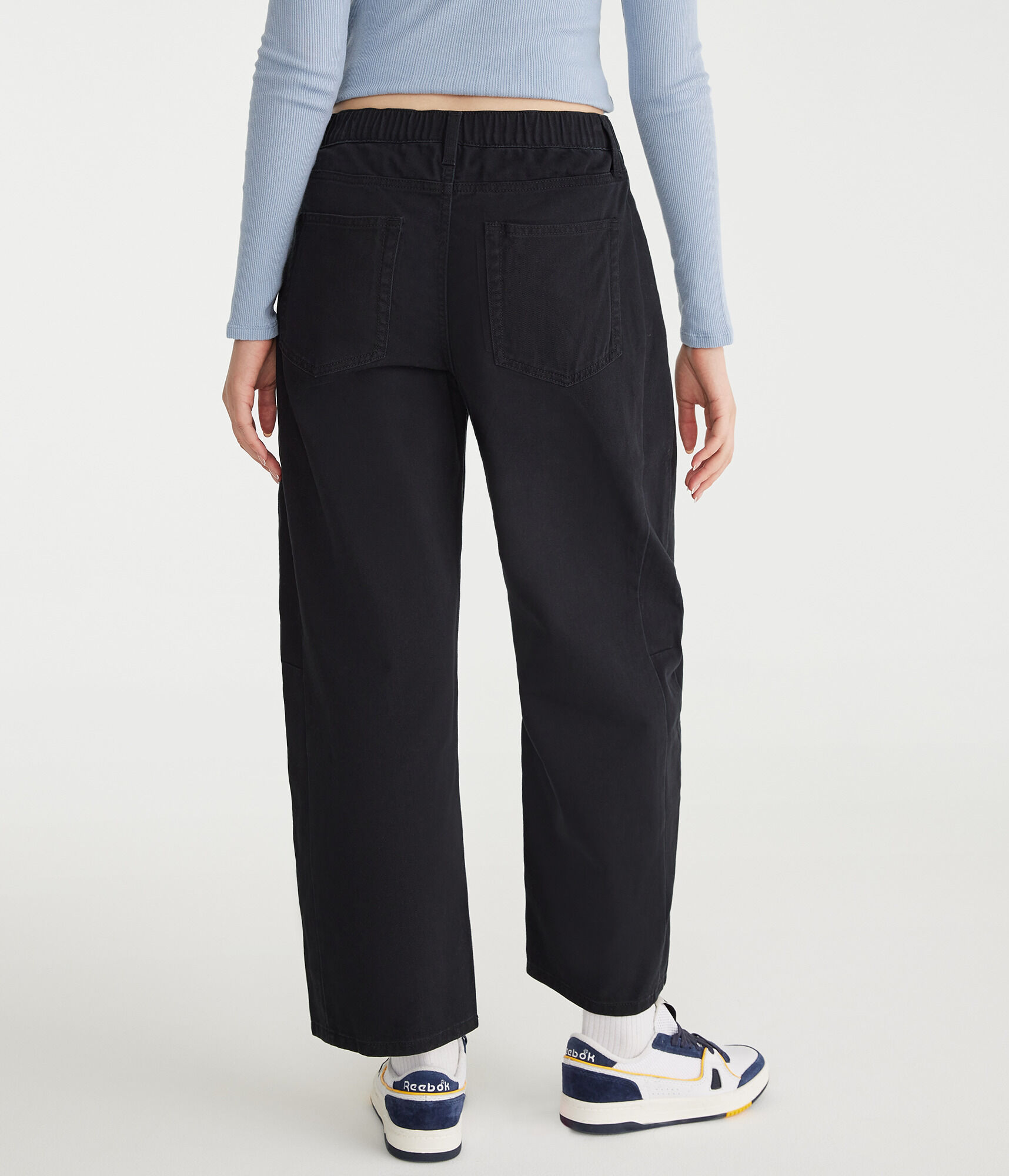 High-Rise Twill Barrel Pants
