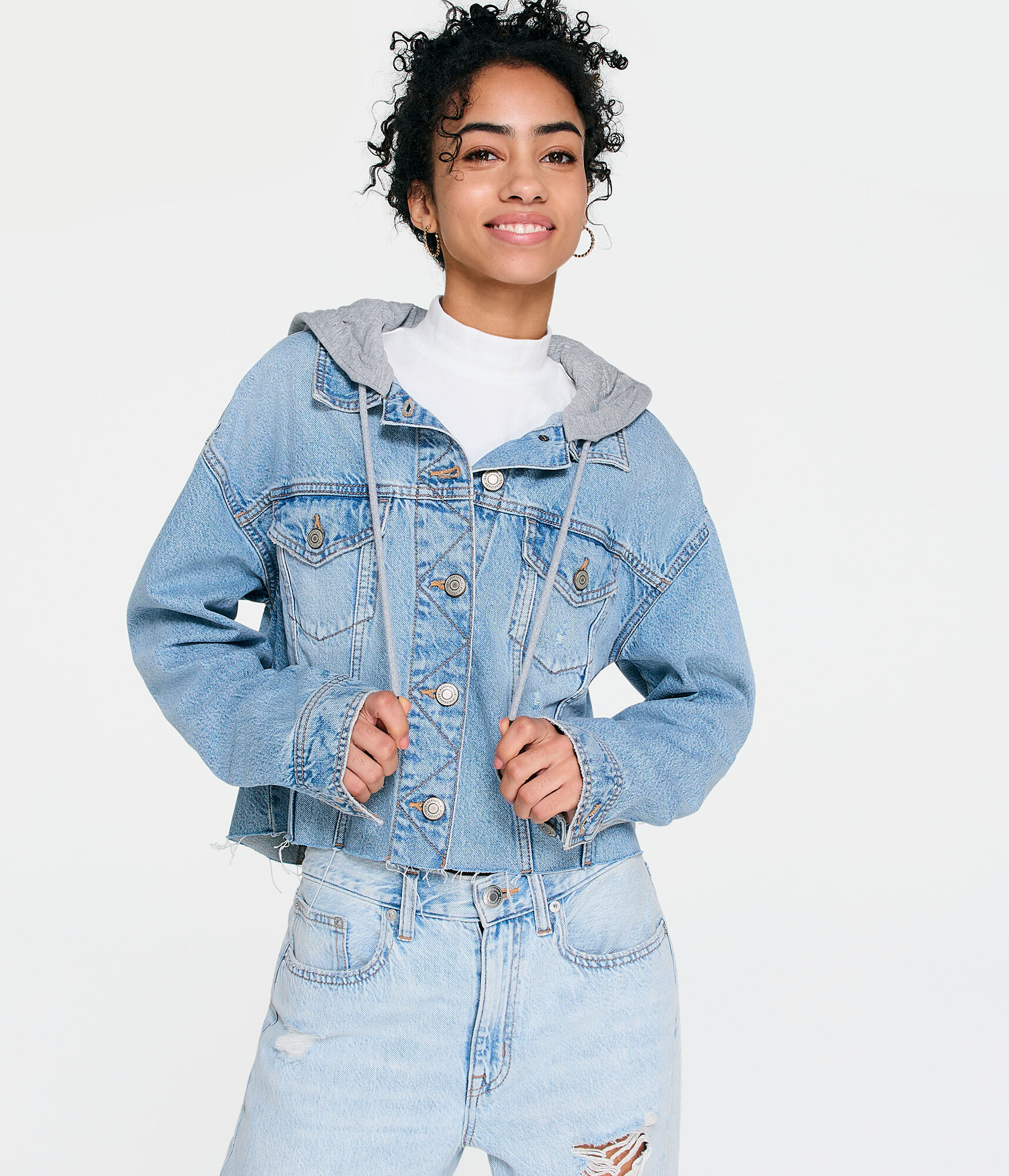 Denim Coat Denim Jacket Hoodie Women Hooded Oversized Denim Jacket
