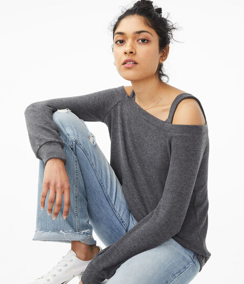 Long Sleeve Cold-Shoulder Sweater-Knit Top*** Long Sleeve Cold-Shoulder Sweater-Knit Top***