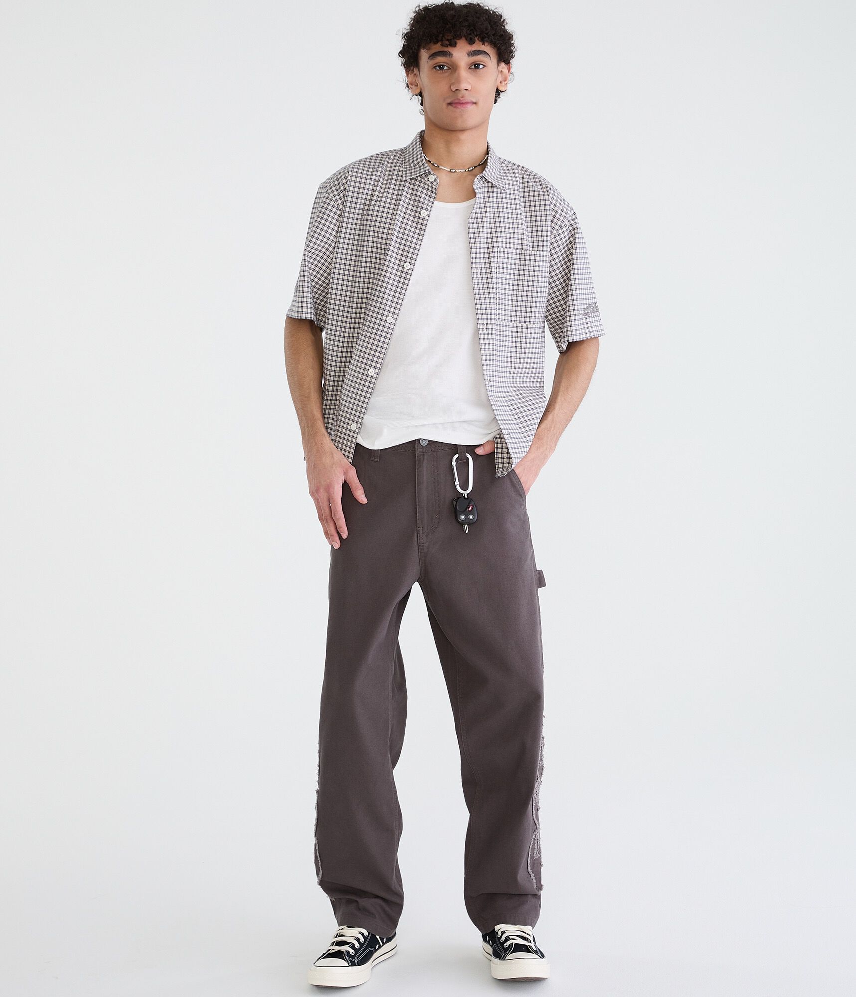 Flame Outline Baggy Carpenter Pants