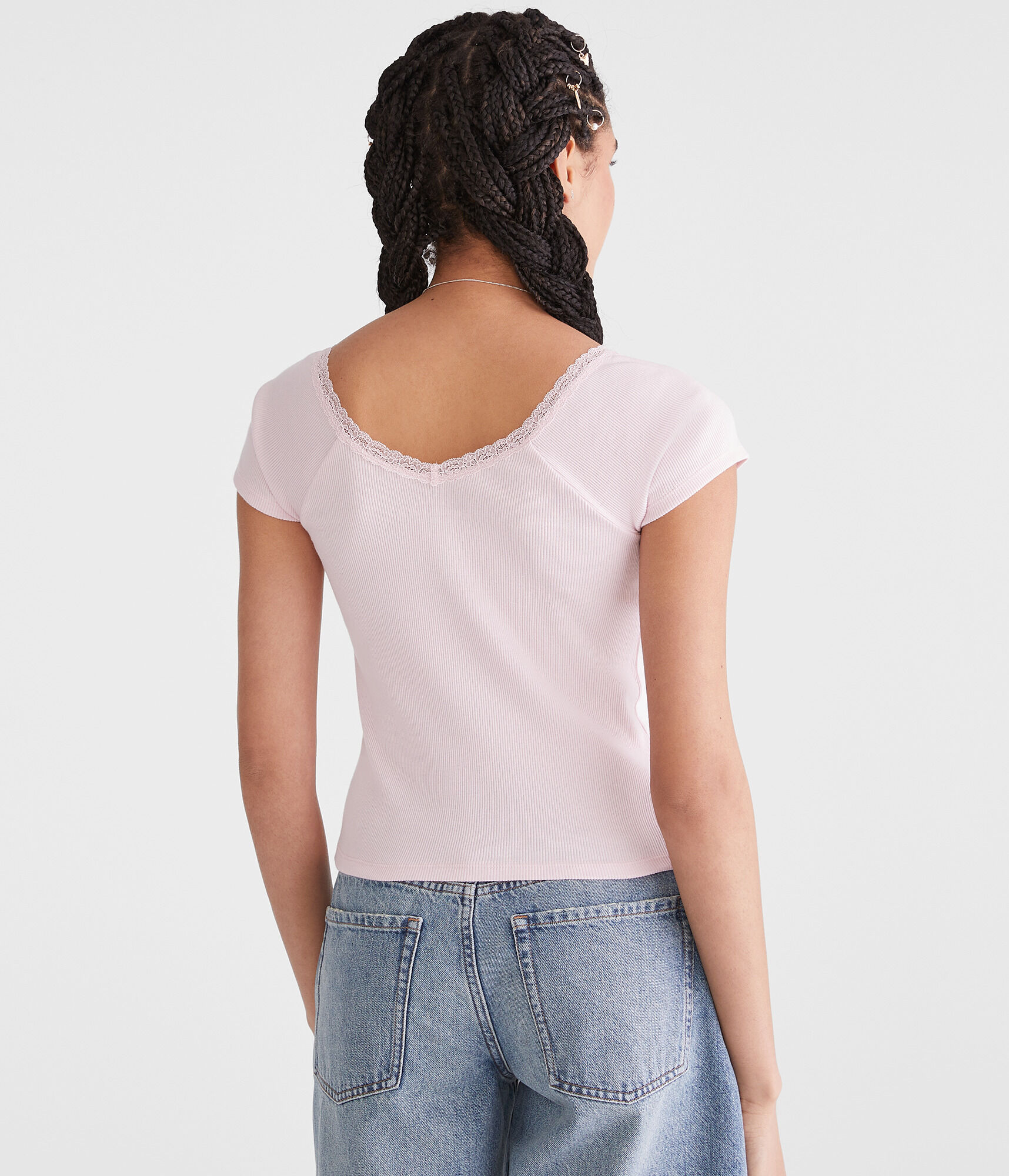 Seriously Soft Lace-Trim Shrunken Tee