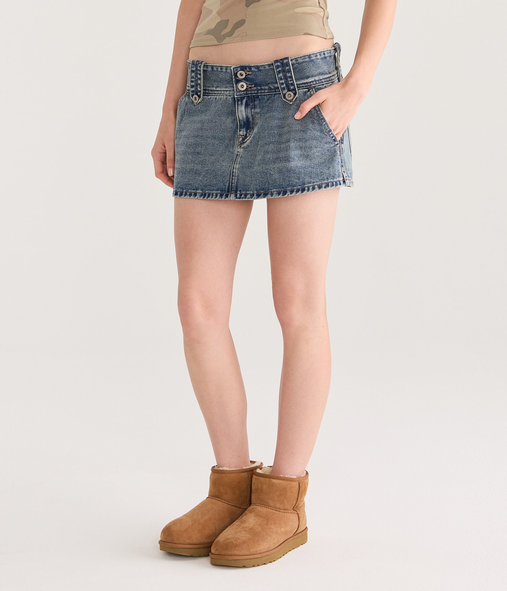 Low-Rise Micro Denim Skirt