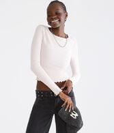 Long Sleeve Ribbed Cropped Shrunken Tee
